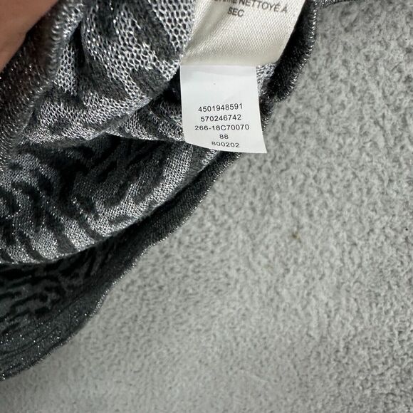 Chicos Sweater Womens Small Gray Floral Rose Metallic Cowl Neck Dark Feminine - Picture 5 of 7